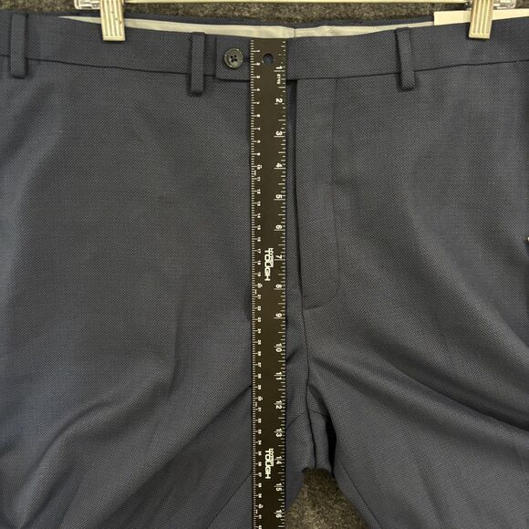Van Heusen Manvell Dress Pants Men's 42x32 Navy Blue Slacks Flat Front Trousers - Picture 8 of 12